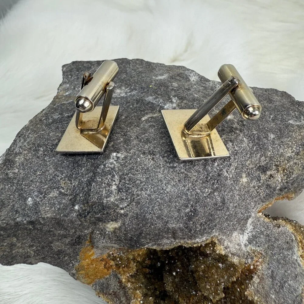 Vintage Gold Tone Rectangle Cuff Links Etched